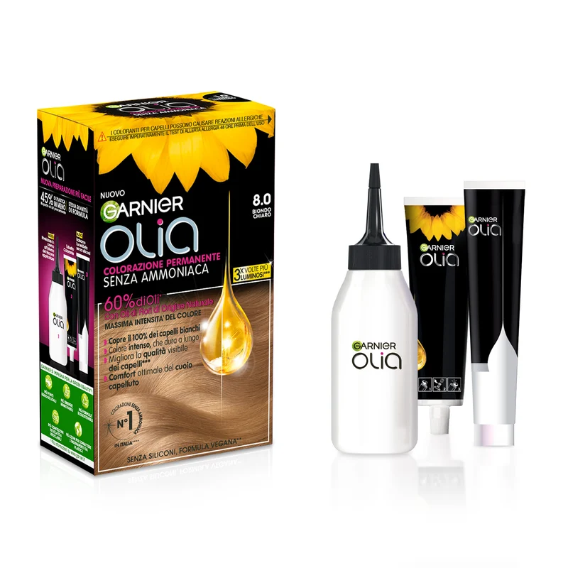 Garnier Tinta Capelli Olia, Colorazione permanente senza ammoniaca, Biondo Chiaro (8.0)
