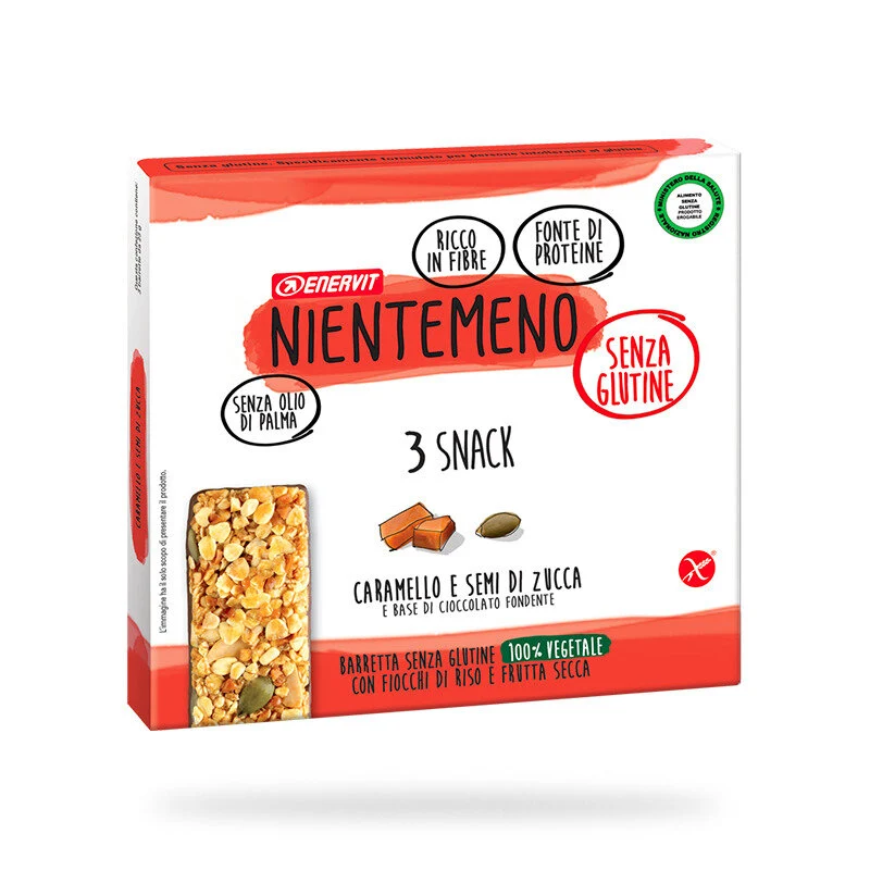 Enervit Nientemeno Barretta Caramello Semi Di Zucca e Cioccolato Fondente 3x23g
