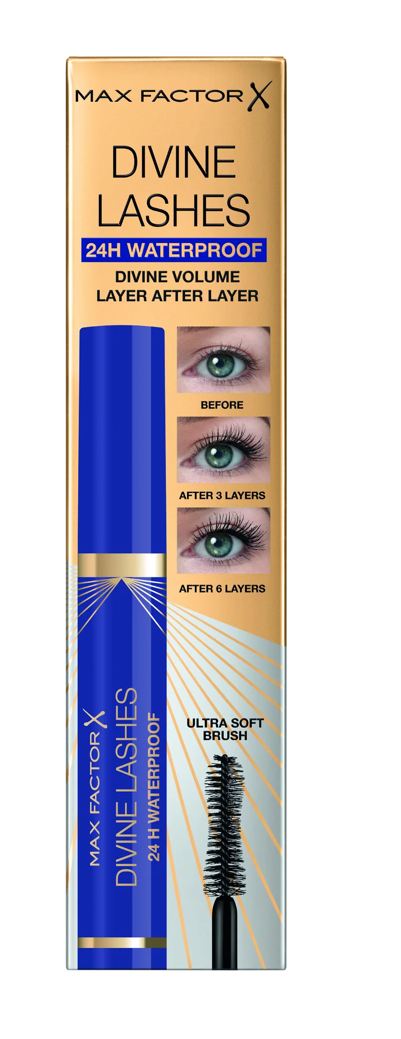Max Factor Mascara Waterproof Volumizzante Divine Lashes con Applicatore Ultra Morbido, a Lunga Durata