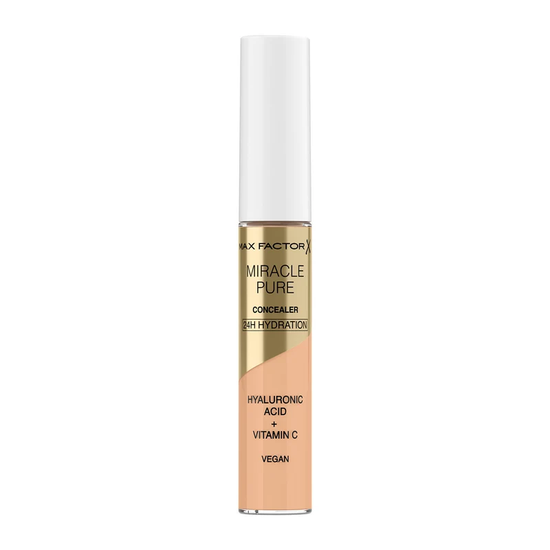 Max Factor Correttore Liquido Miracle Pure, Formula con Vitamina C e Acido Ialuronico, 24 Ore di Idratazione, 100% Vegan, Tonalità 01 Fair