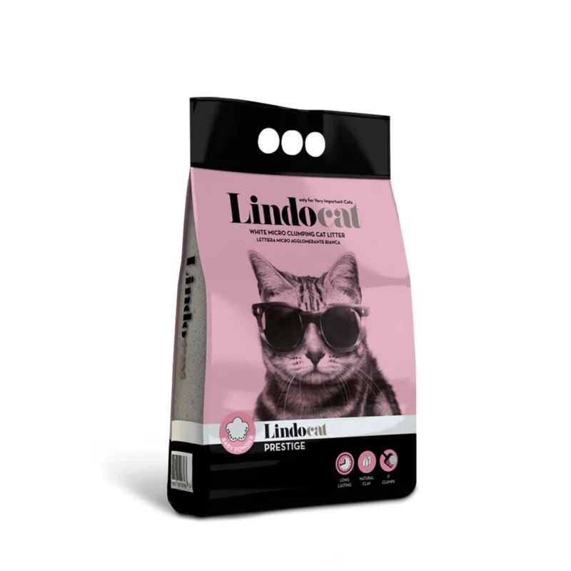 Lindocat Prestige Lettiera Per Gatti Agglomerante Bianca Profumo di Talco 10L