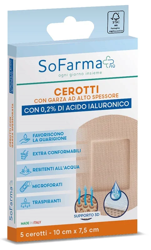 CEROTTO CICATRIZZANTE 10X7,5 CM 5 PEZZI SOFARMAPIU'