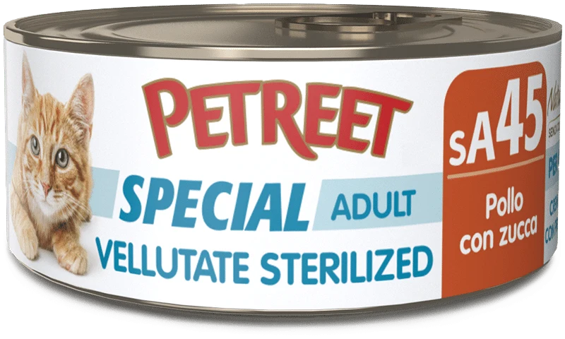 Petreet Vellutate Pollo Con Zucca Cibo Umido Gatto Sterilizzato Barattolo 70g