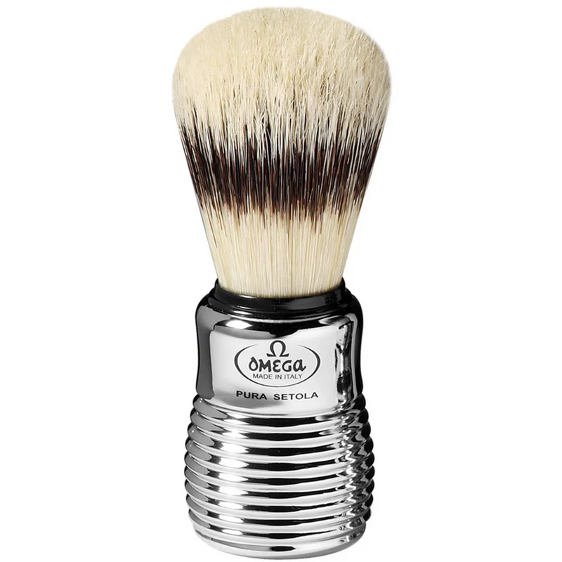 OMEGA - PENNELLO DA BARBA CROMATO IN PURA SETOLA