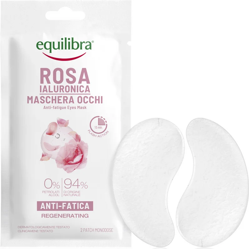 EQUILIBRA - Maschera Occhi Anti-Fatica con Acido Ialuronico - 2 Patch Monodose