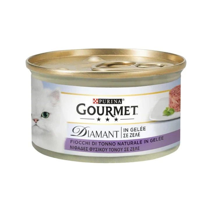 Purina Gourmet Diamant Fiocchi Di Tonno Naturale In GelÃ©e Per Gatti Lattina 85g