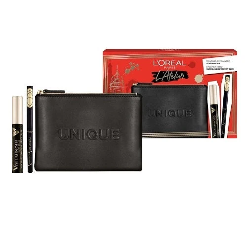 L'Oreal Paris L'Atelier Kit Mascara Voluminous Exra Black + Perfect Slim Eyeliner By Superliner