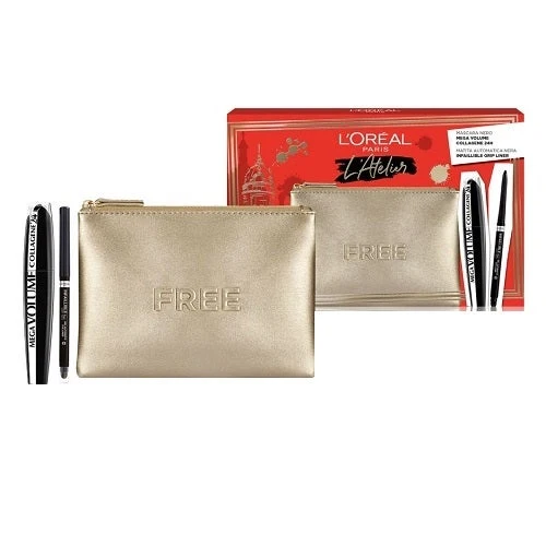 L'Oreal Paris L'Atelier Kit Mascara Mega Volume Collagene 24H + Matita Automatica Nera