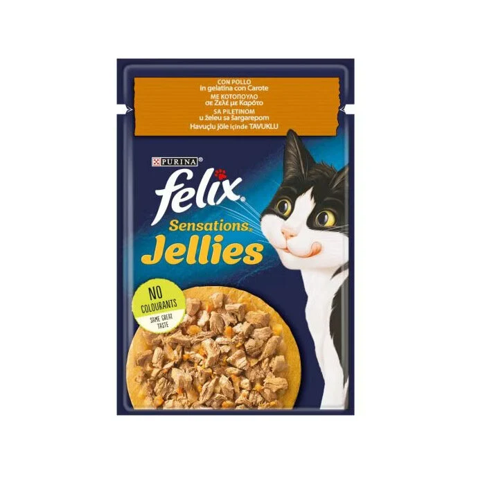 Purina Felix Sensations Jellies Pollo/Carote Cibo Umido Gatti Adulti Busta 85g