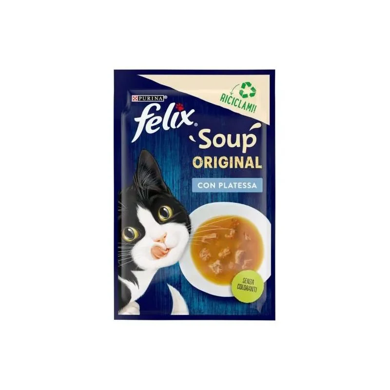 Purina Felix Soup Gusto Platessa Cibo Umido Gatti Adulti Busta 48g