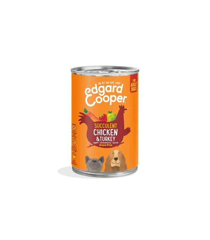 Edgard & Cooper Adult Pollo E Tacchino Senza Cereali Cibo Umido per Cani 400g