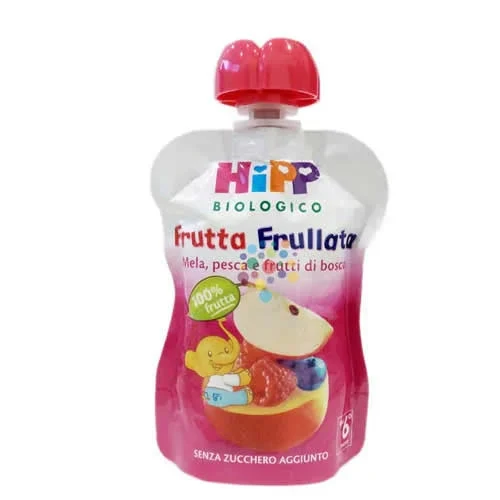 HIPP BIO FRUTTA FRULLATA MELA PESCA FRUTTI DI BOSCO 90 G