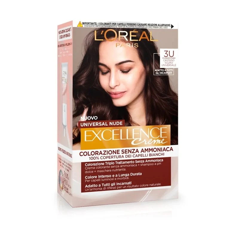 L'Oréal Paris Kit Excellence Universal Nude colorazione permanente 3U Castano Scuro Universale