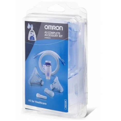 OMRON A3 COMPLETE KIT RICAMBIO AMPOLLA REGOLABILE + TUBO + MASCHERINA PEDIATRICA + MASCHERINA ADULTI + FORCELLE NASALI + BOCCAGLIO