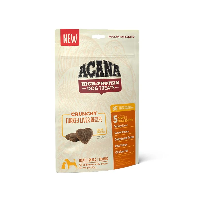Acana Cane High Protein Dog Treats Crunchy Ricetta Fegato di Tacchino Busta 100g