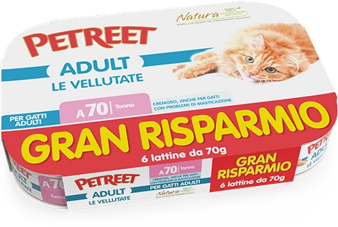 Petreet Vellutate Tonno Cibo Umido Gatto Adulto 6x70g