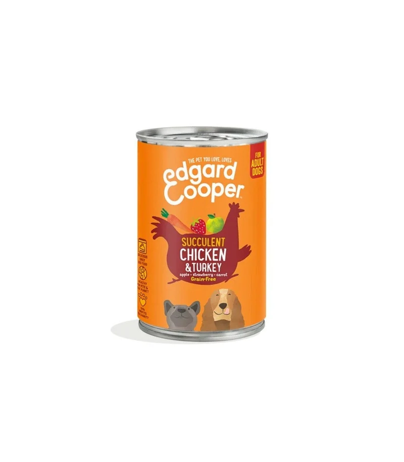 Edgard & Cooper Adult Pollo E Tacchino Senza Cereali Cibo Umido per Cani 400g