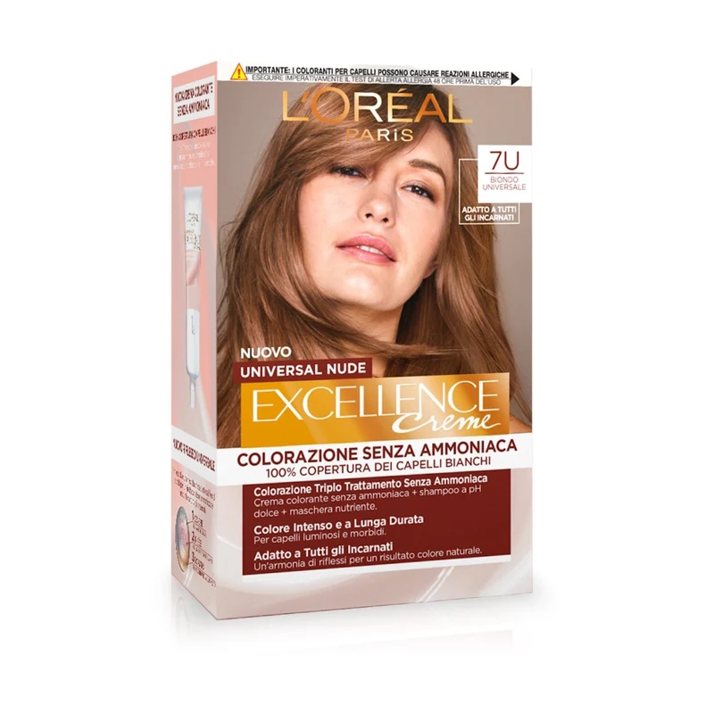 L'Oréal Paris Kit Excellence Universal Nude Colorazione Permanente 7U Biondo Universale