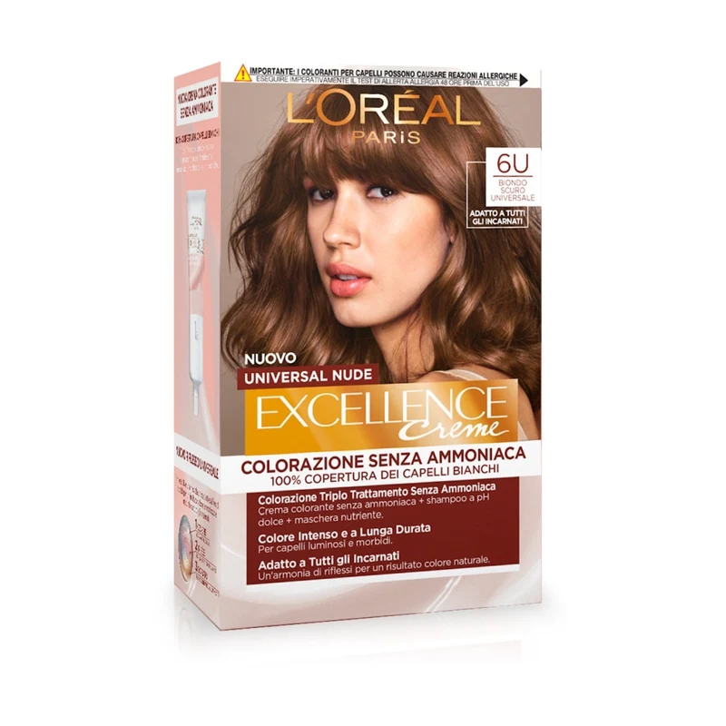 L'Oréal Paris Kit Excellence Universal Nude Colorazione Permanente 6U Biondo Scuro Universale
