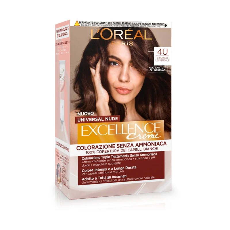 L'Oréal Paris Kit Excellence Universal Nude Colorazione Permanente 4U Castano Universale