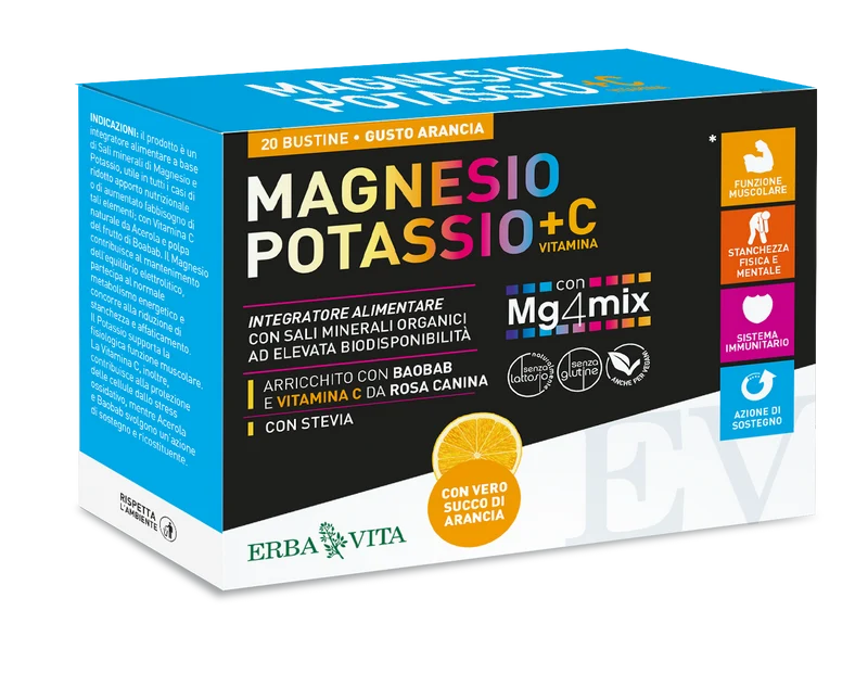 Erba Vita Magnesio E Potassio+Vitamina C Gusto Arancia 20 Bustine