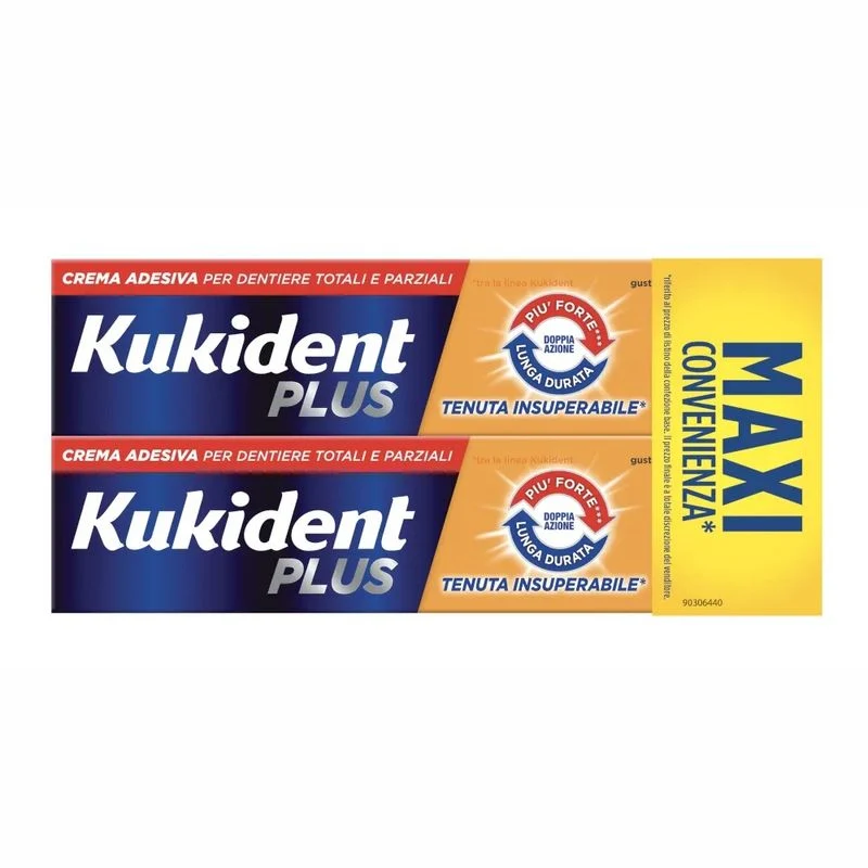 Kukident Plus Doppia Azione 2x65g: Adesivo Protesi Efficace