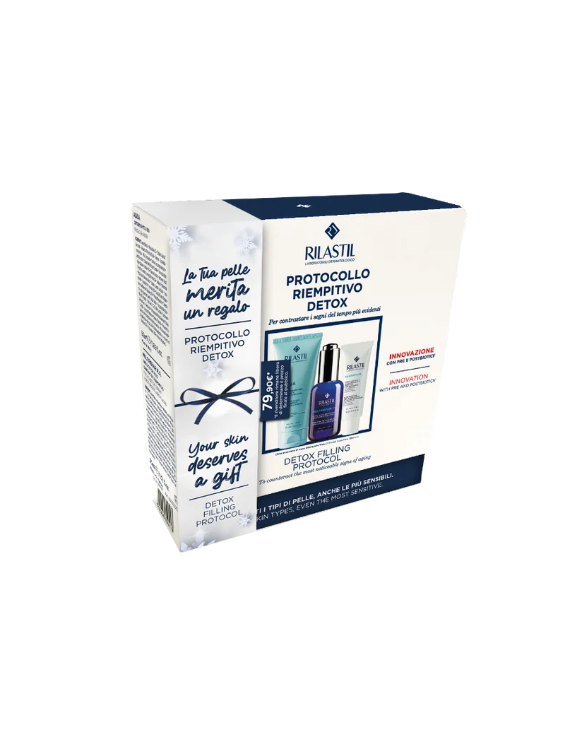Rilastil Cofanetto Protocollo Riempitivo Detox Viso Aqua Detergente 50ml + Siero 30ml + Crema 15ml
