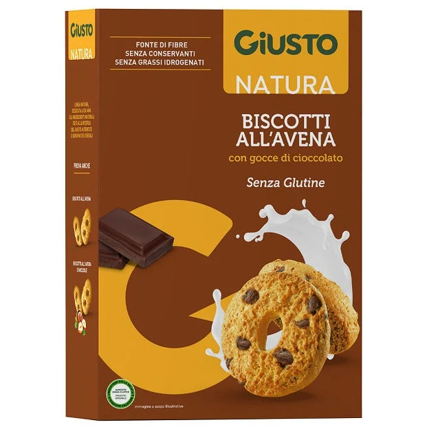 Giusto Senza Glutine Biscotti All'Avena Con Gocce Di Cioccolato 250g