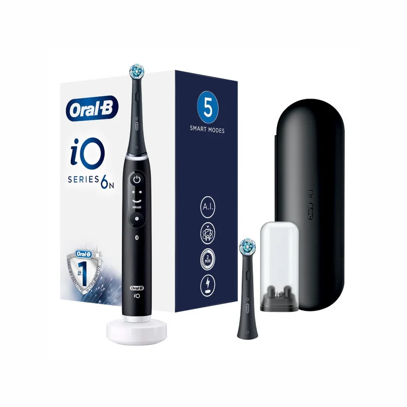Oral-B iO6 Spazzolino Elettrico Ricaricabile Nero Con Custodia Da Viaggio