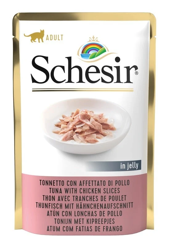 Schesir Tonnetto Con Affettato Di Pollo In Jelly CIbo Umido Gatti Adulti Bustina 85g