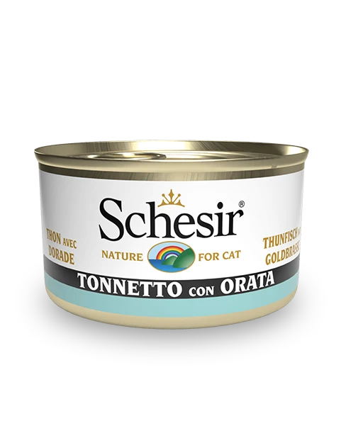 Schesir Tonnetto Con Orata Cibo Umido Gatti Adulti Lattina 85g