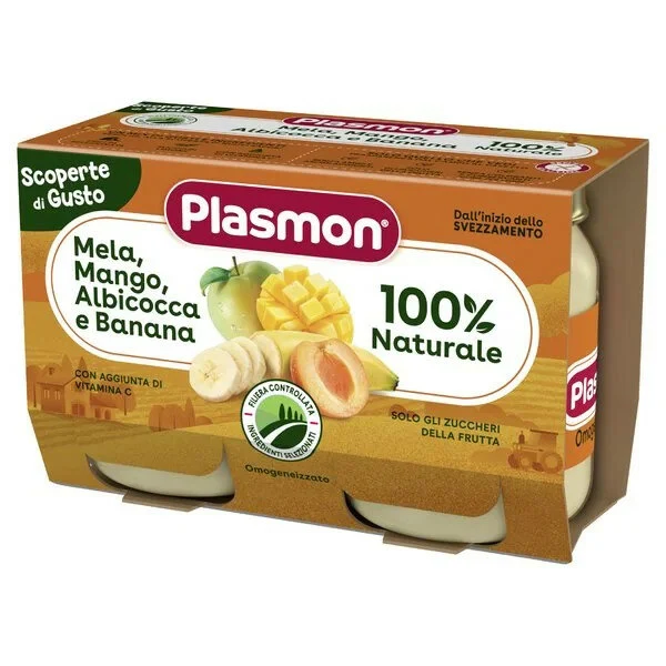 Plasmon Scoperte di Gusto omogeneizzato mela mango albicocca e banana 6 mesi+ 2x120g