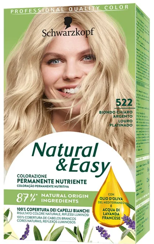 Schwarzkopf Natural & Easy colorazione permanente nutriente 522 Biondo Chiaro Argento