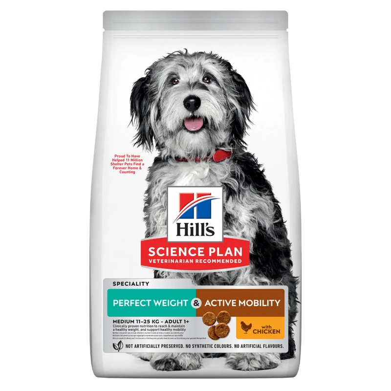 Hill's Science Plan Perfect Weight & Active Mobility Adult Crocchette Con Pollo Per Cani Taglia Media Sacco 2,5 Kg