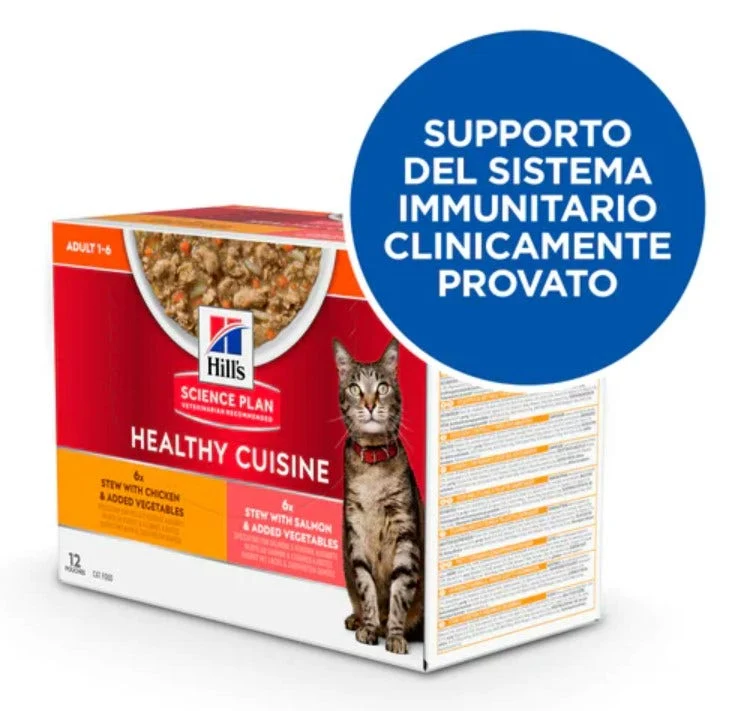 Hill's Science Plan Healthy Cuisine Multipack Umido Gatto Gusti Assortiti Pollo/Salmone Bustine 12x80g