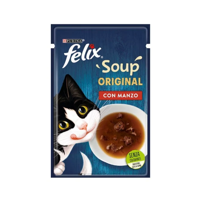 Purina Felix Soup Gusto Manzo Cibo Umido Gatti Adulti Busta 48g