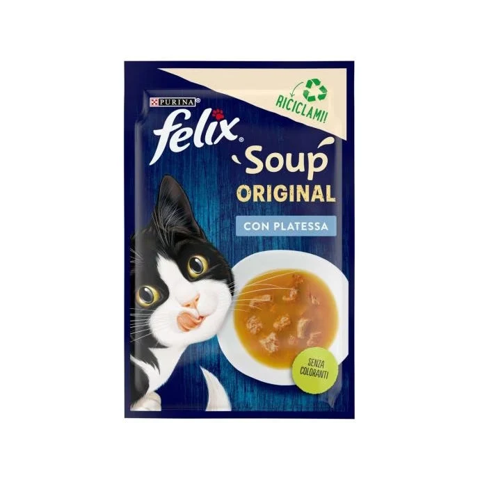 Purina Felix Soup Gusto Platessa Cibo Umido Gatti Adulti Busta 48g