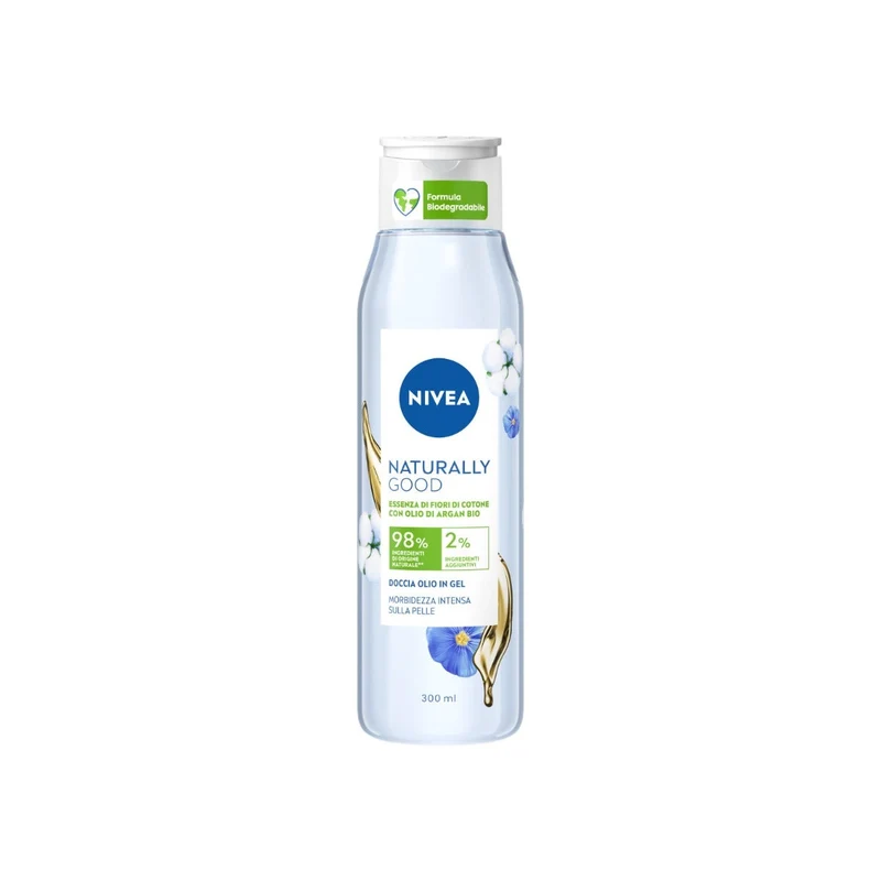 Nivea Naturally Good Doccia Olio In Gel Fiori Di Cotone 300ml
