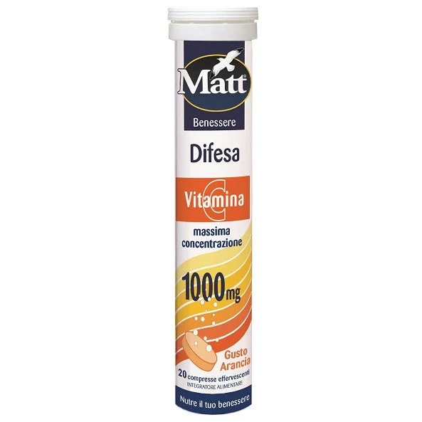 Matt Benessere Difesa Vitamina C 20 Compresse Effervescenti Gusto Arancia
