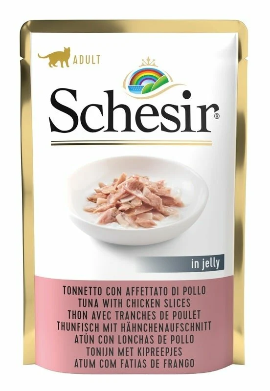 Schesir Tonnetto Con Affettato Di Pollo In Jelly CIbo Umido Gatti Adulti Bustina 85g