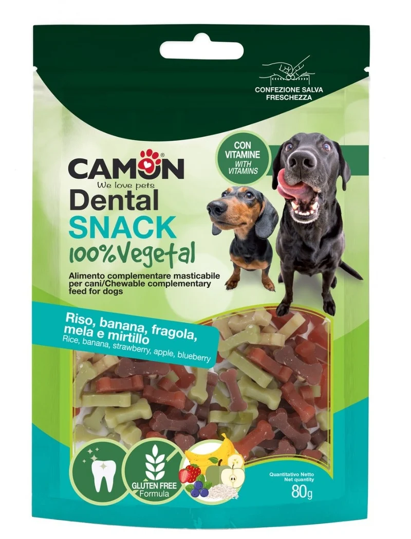 Camon Ossicini Di Riso Con Banana/Fragola/Mela/Mirtillo Per Cani 80g 2,5cm
