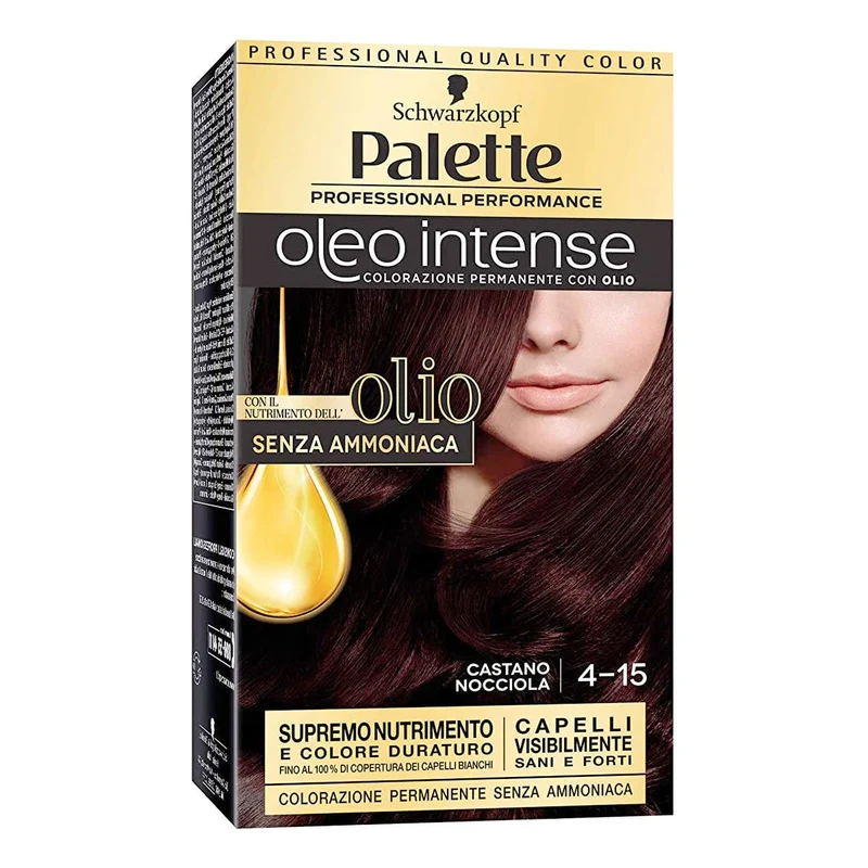 Schwarzkopf Palette Oleo Intense Tintura Senza Ammoniaca Con Dioppio-Olio Attivatore 4-15 Castano Nocciola