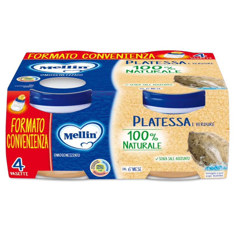 Mellin Omogeneizzato Platessa 6M+ 4x80g