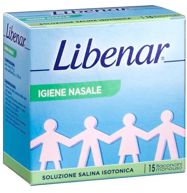 SOLUZIONE SALINA ISOTONICA 0,9% LIBENAR PER IGIENE NASALE 15 FLACONCINI MONOUSO X 5 ML
