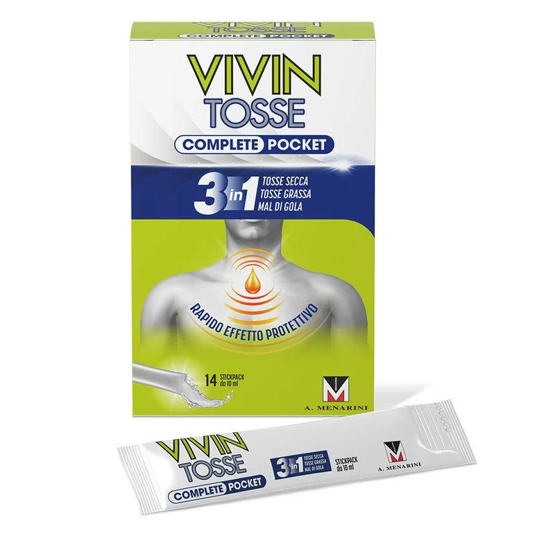 Vivin Tosse Complete 3in1 Pocket Tosse Secca Grassa Mal Di Gola 14 Stickpack