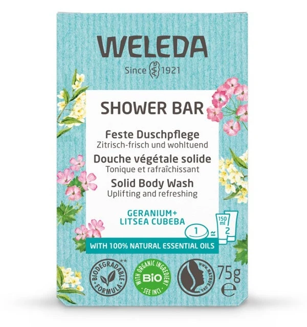 Weleda Shower Bar Saponetta Bagno Doccia Al Geranio E Litsea Cubeba 75g