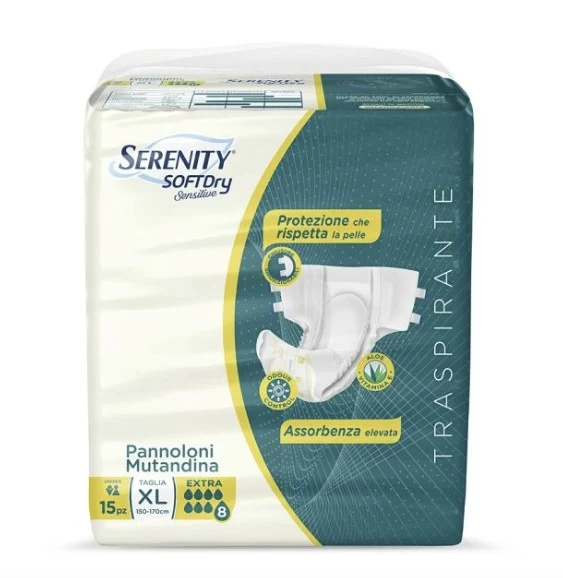 Serenity Pannolone Mutandina sd Sensitive Super Taglia xl 15 Pezzi