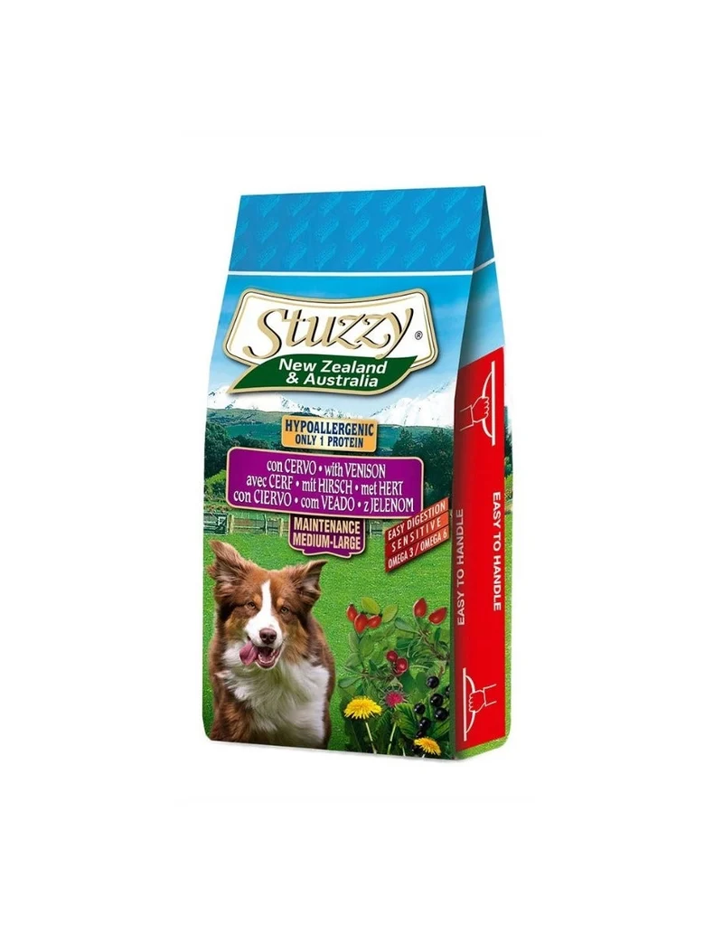 Stuzzy New Zealand & Australia Crocchette Con Cervo Cani Adulti Taglia Medio/Grande Sacco 12kg