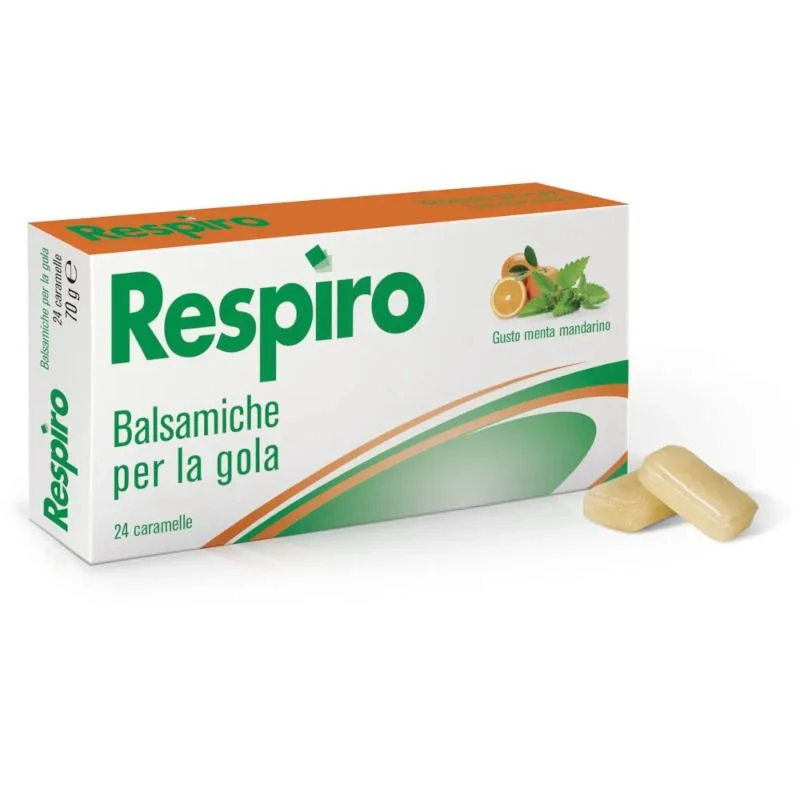 Pumilene Respiro per il benessere della gola gusto menta e mandarino 24 caramelle