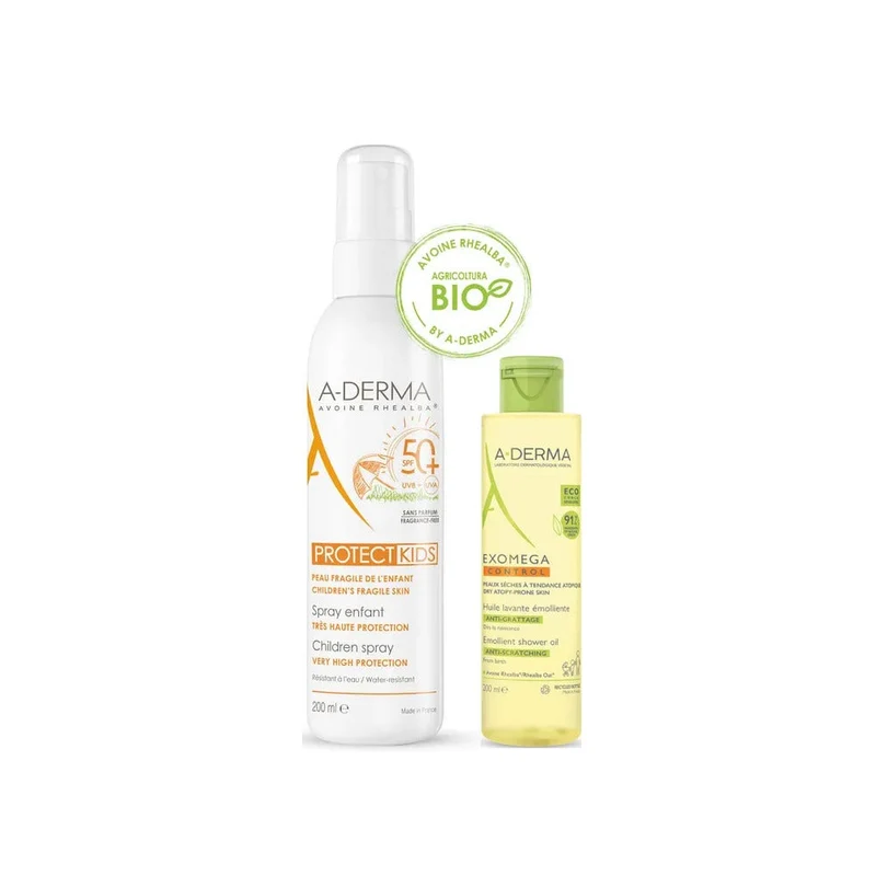 A-Derma Protect Kids Spray Bambino SPF50+ 200ml + Exomega Control Olio Lavante 100ml